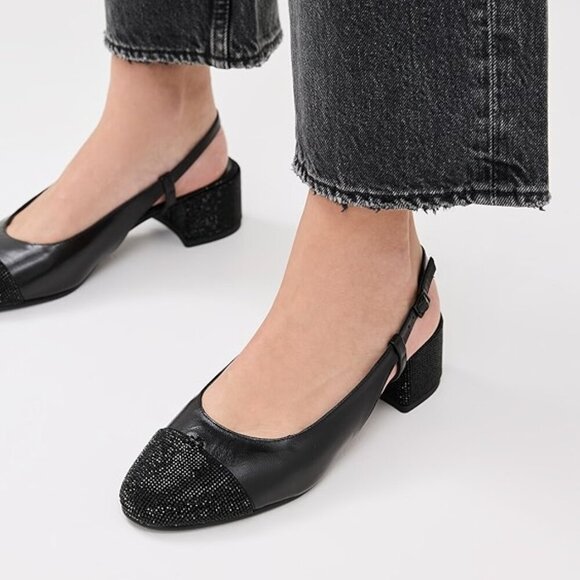 Tory  Burch Cap Toe Pave Crystal Sling Back 45mm block heel size  8 New $375 - Picture 1 of 11
